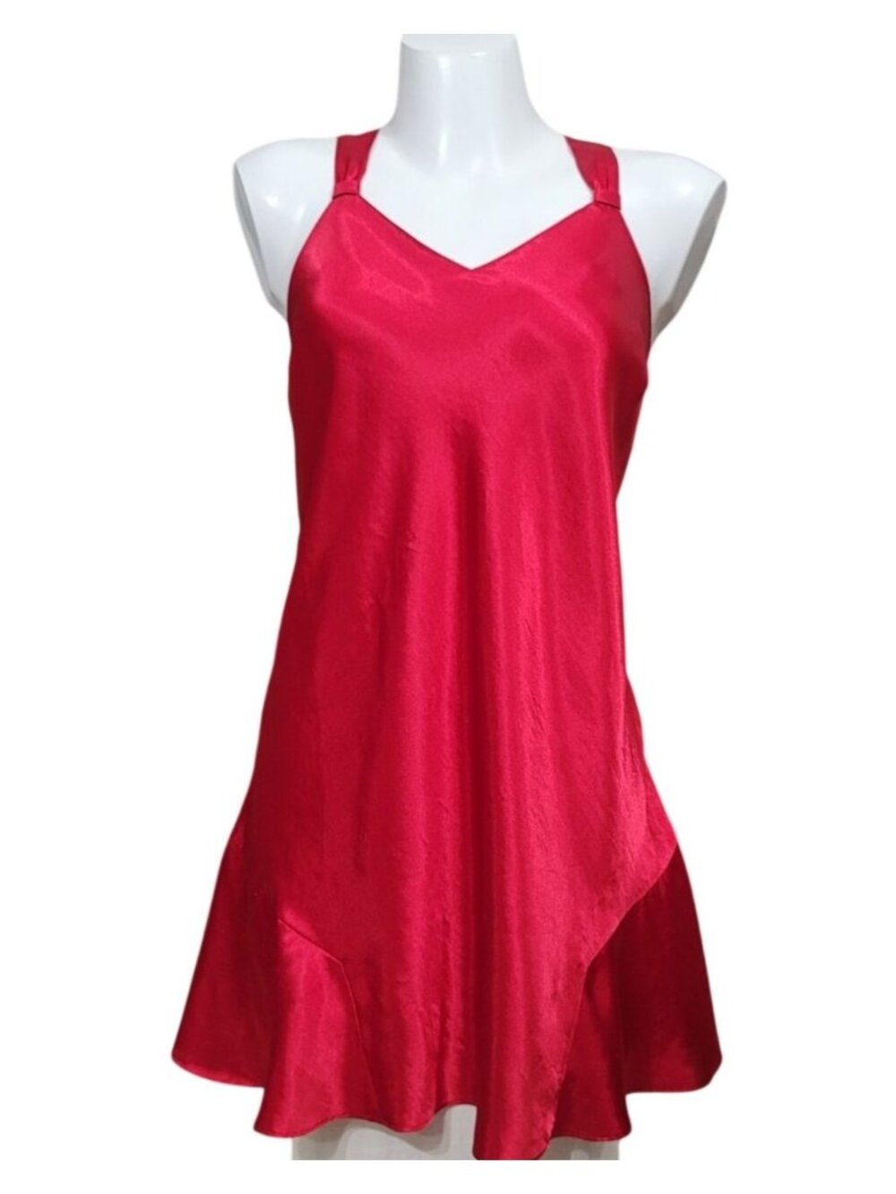 Cabernet Red Satin Nightgown Adjustable Straps Size M